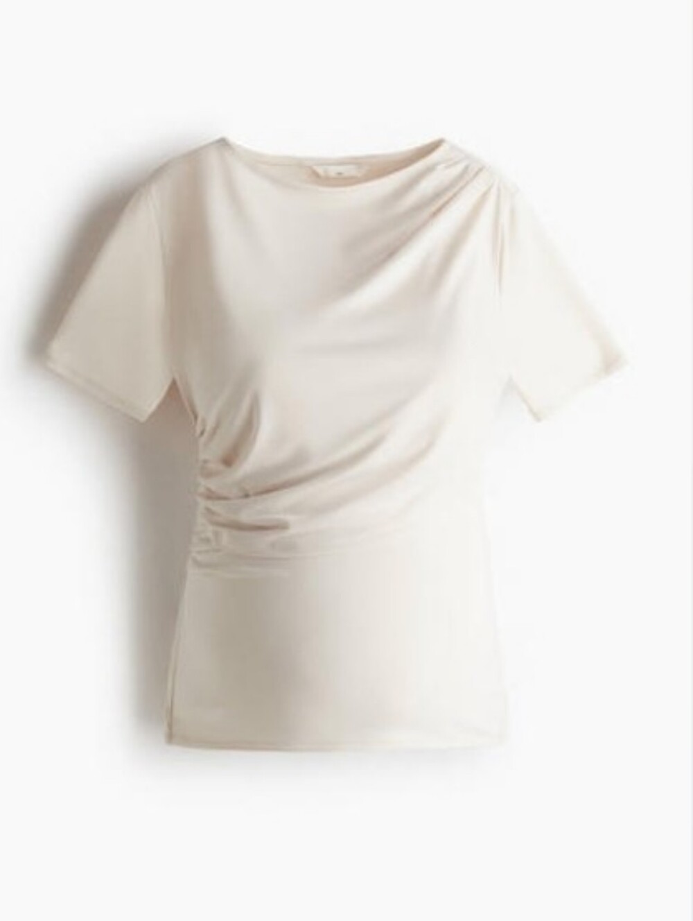 H&M White/Cream Short-Sleeve Ruched Nursing Top